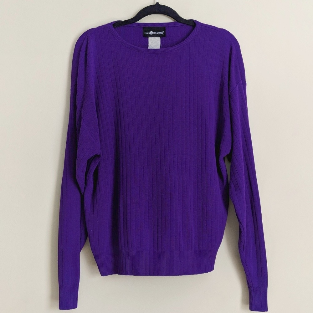 Violet Purple Ribbed Lightweight Sweater